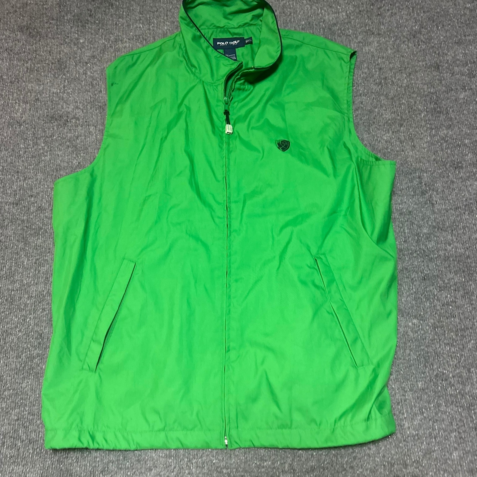 Polo Golf Ralph Lauren Mens Xl Green Full Zip Windbreaker Vest Sportswear
